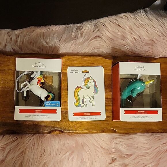 Hallmark Unicorn/Narwhal Bundle Christmas Ornaments Bundle - Picture 1 of 10